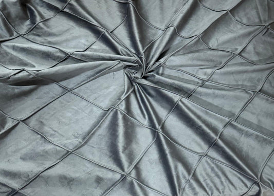 New Premium Soft Plush Velvet Steel Colour Quilted Upholstery Fabric