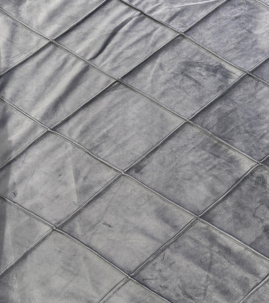 New Premium Soft Plush Velvet Steel Colour Quilted Upholstery Fabric Rolls